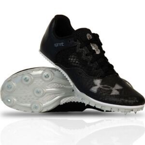 New UNDER ARMOUR Kick Sprint 4 Track racing running black white shoes M11.5/W13